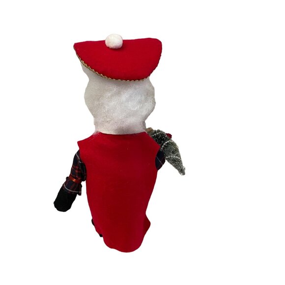 Santa Clause With Red Jacket Faux Glasses Carrying a Tree Wood Body Shoes On Pla - Picture 7 of 13